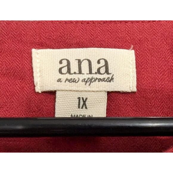 Ana Peasant Style Long Sleeve 100% Cotton Shirt Women's 1X Plus Burnt Orange NWT - Picture 9 of 10